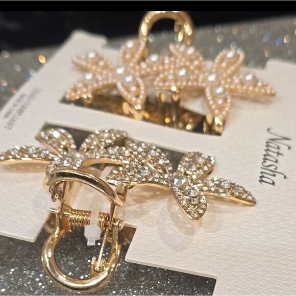 Natasha Couture Pearl & Rhinestone 2-PK Hair Claws - Picture 4 of 4